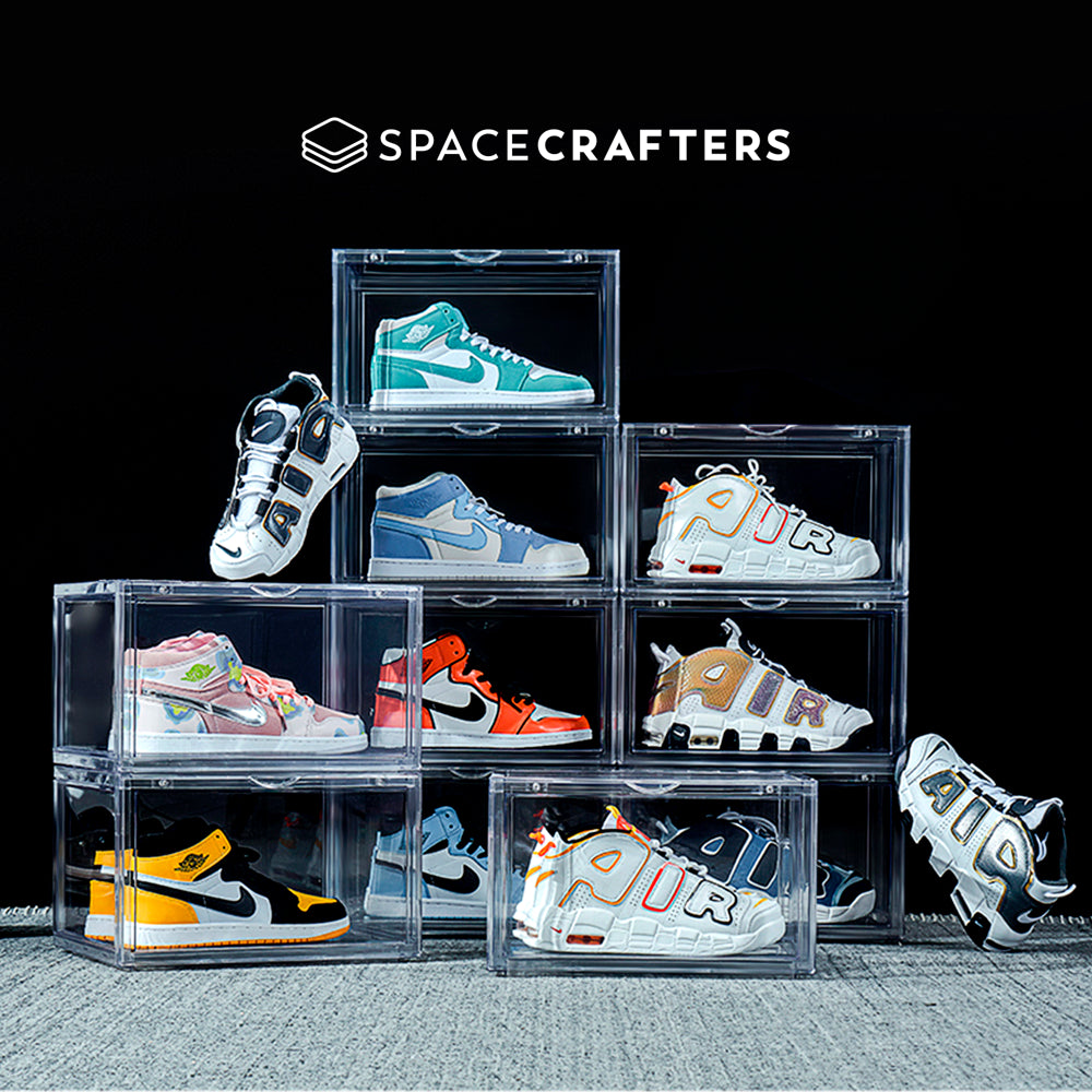 Elevate Your Space: Spacecrafters 10-Pack Ultra-Clear, Stackable Shoe Organizers - Magnetic Magic & Waterproof Wonder!