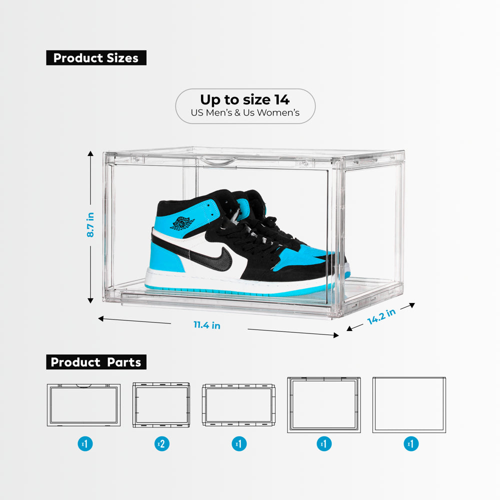 Elevate Your Space: Spacecrafters 10-Pack Ultra-Clear, Stackable Shoe Organizers - Magnetic Magic & Waterproof Wonder!